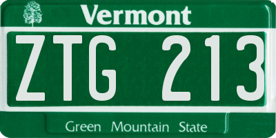 VT license plate ZTG213