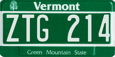 VT license plate ZTG214
