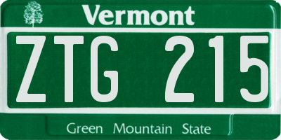 VT license plate ZTG215