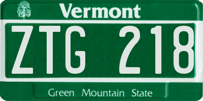 VT license plate ZTG218