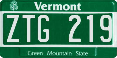 VT license plate ZTG219