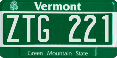 VT license plate ZTG221