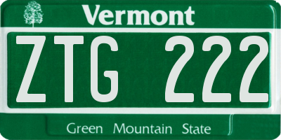 VT license plate ZTG222