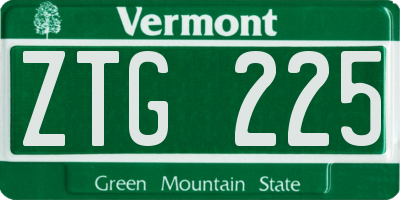 VT license plate ZTG225