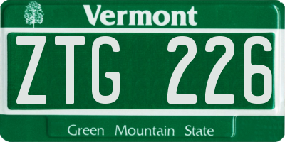 VT license plate ZTG226
