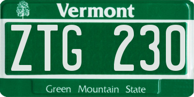 VT license plate ZTG230