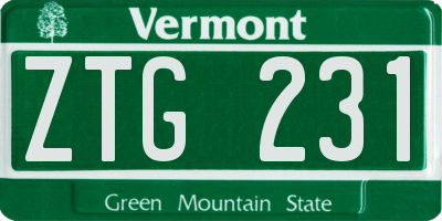 VT license plate ZTG231