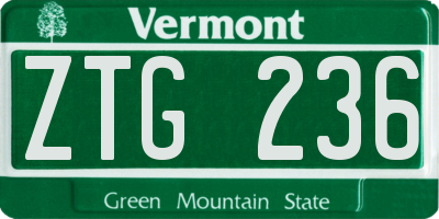 VT license plate ZTG236