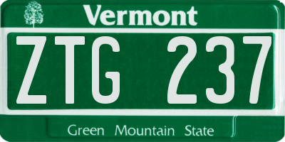 VT license plate ZTG237