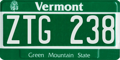 VT license plate ZTG238