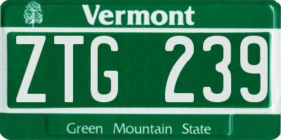 VT license plate ZTG239