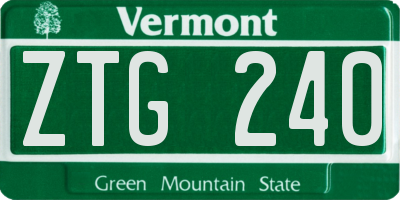 VT license plate ZTG240