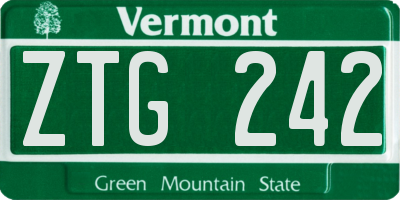 VT license plate ZTG242