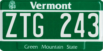 VT license plate ZTG243