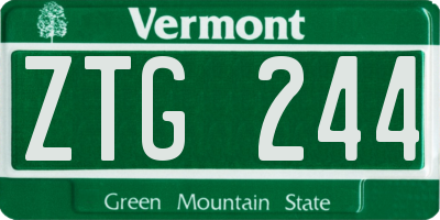 VT license plate ZTG244