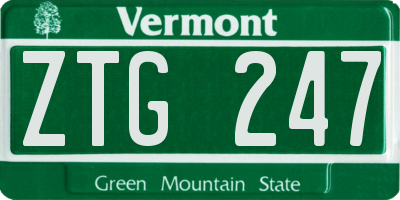 VT license plate ZTG247