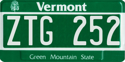 VT license plate ZTG252