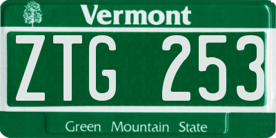 VT license plate ZTG253