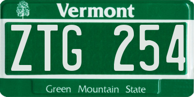 VT license plate ZTG254