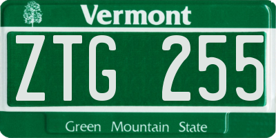 VT license plate ZTG255