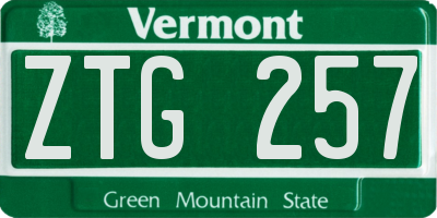 VT license plate ZTG257