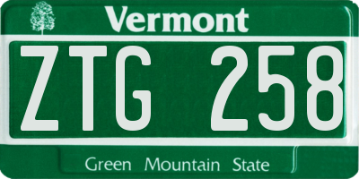 VT license plate ZTG258