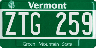VT license plate ZTG259