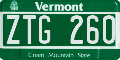 VT license plate ZTG260