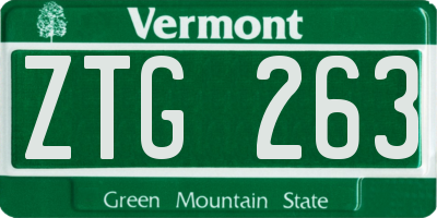 VT license plate ZTG263