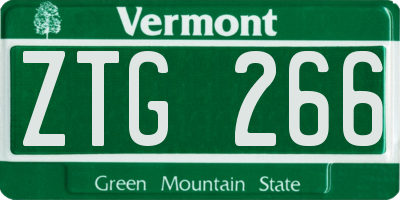 VT license plate ZTG266