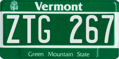 VT license plate ZTG267