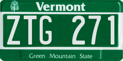 VT license plate ZTG271