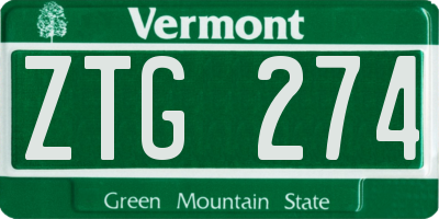 VT license plate ZTG274