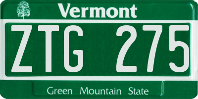 VT license plate ZTG275