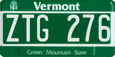 VT license plate ZTG276