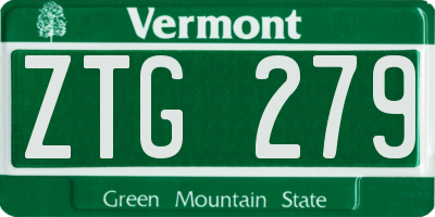 VT license plate ZTG279