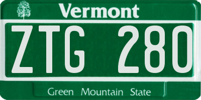 VT license plate ZTG280