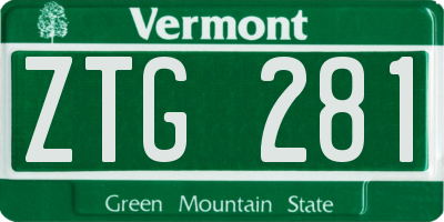 VT license plate ZTG281
