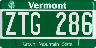 VT license plate ZTG286