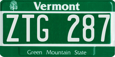 VT license plate ZTG287