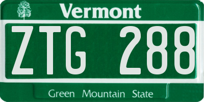 VT license plate ZTG288