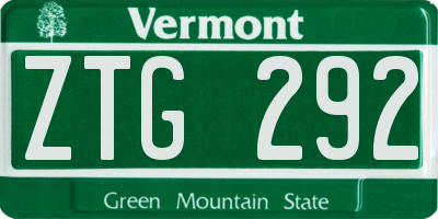 VT license plate ZTG292