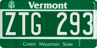 VT license plate ZTG293