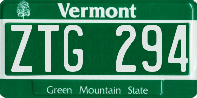 VT license plate ZTG294