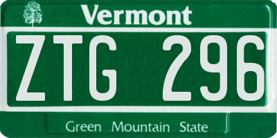 VT license plate ZTG296