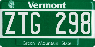 VT license plate ZTG298