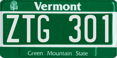 VT license plate ZTG301
