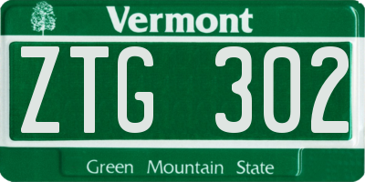 VT license plate ZTG302