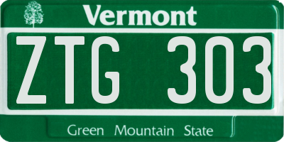 VT license plate ZTG303