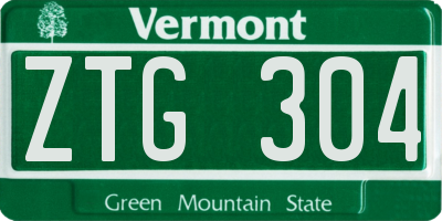 VT license plate ZTG304